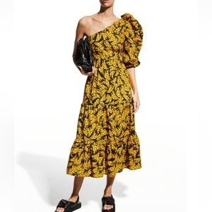 FARM Rio NWT size S ruffled empire waist asymmetrical 1 shoulder ruffled dress